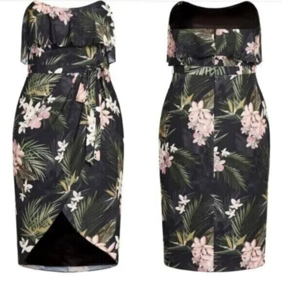 NWT City Chic Bahamas Floral Strapless A-Line Plus Size Dress - Size Small/16 - Picture 2 of 2